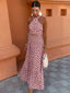 Mickay | Elegant ruffled midi dress with bare shoulders