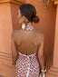 Mickay | Elegant ruffled midi dress with bare shoulders