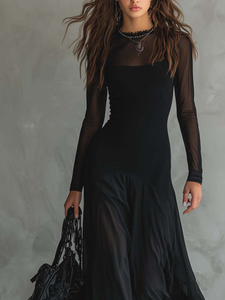 Sammy | Black Loose-Fit Tulle Maxi Dress