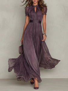 Flavia | Long Dress With Chiffon Lace Trim