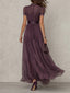 Flavia | Long Dress With Chiffon Lace Trim