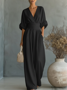 Amy | Elegant V-Neck High-Waisted Jumpsuit