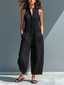 Mary | Sleeveless Minimalist Jumpsuit with High Collar and Buttons