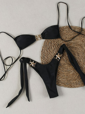 Eve | Solid Backless Bikini Set