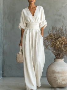 Amy | Elegant V-Neck High-Waisted Jumpsuit
