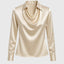 Kelly | Blouse with luxurious shine and pleated neck
