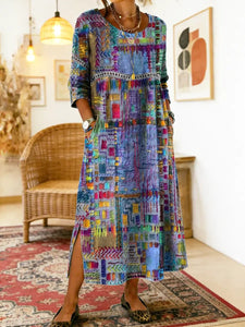 Isabelle | Denim Dress with Ethnic Patchwork