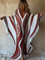 Butterfly -  Brushstroke Symphony Art Red-White Linen V-Neck Robe