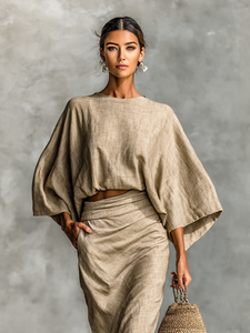Lana | Two-piece set with long skirt and batwing sleeves