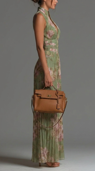 Marry | Pleated Floral Chiffon Jumpsuit