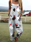 Carla - Women's geometric chicken art print jumpsuit