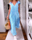 Veronique | Long V-neck dress in short sleeves