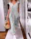 Veronique | Long V-neck dress in short sleeves
