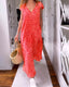 Veronique | Long V-neck dress in short sleeves