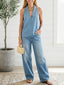 Rita | Vintage Washed Soft Denim-Look Two-Piece Set