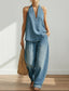 Rita | Vintage Washed Soft Denim-Look Two-Piece Set
