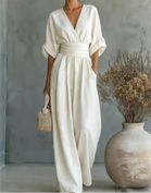 Daniela  | Elegant Jumpsuit With V-Neck and Wide Leg
