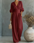 Daniela  | Elegant Jumpsuit With V-Neck and Wide Leg