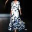 Emily - Printed High Waist Midi Dress with Mid Sleeves