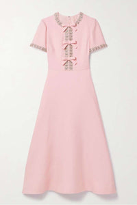 Zoe | Midi Dress with Bow and Crystal Embellishments